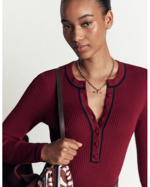 Boden Red Paula Ribbed Crew Dress