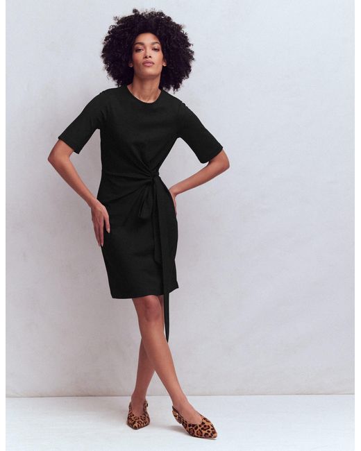 Boden Black Zinnia Tie Jersey Short Dress