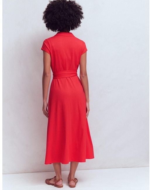 Boden Red Marcia Jersey Shirt Dress