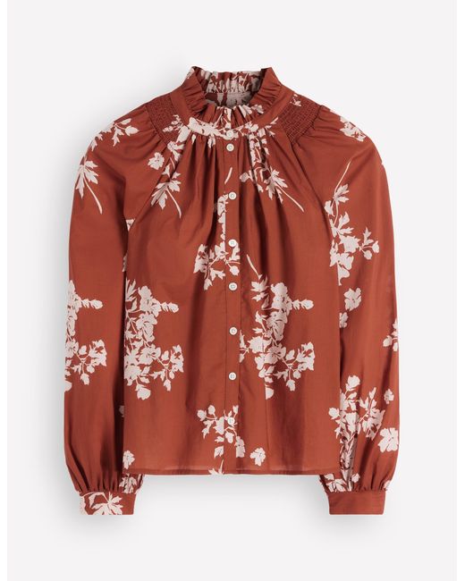 Boden Red Erica Cotton Frill Top
