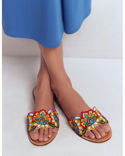 Boden Multicolor Beaded Flower Flat Sandal