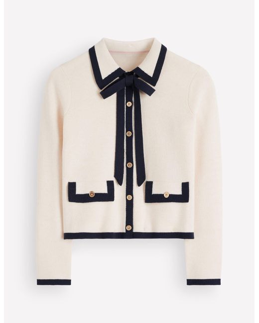 Boden White Elizabeth Bow Knitted Jacket