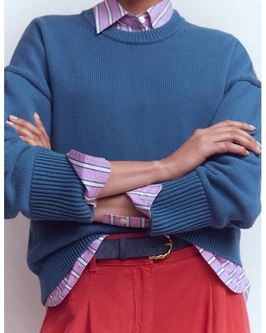 Boden Blue Lucy Relaxed Cotton Jumper