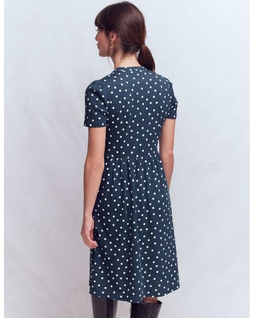 Boden Blue Naomi Short Jersey Dress-Cerulean, Blossomy