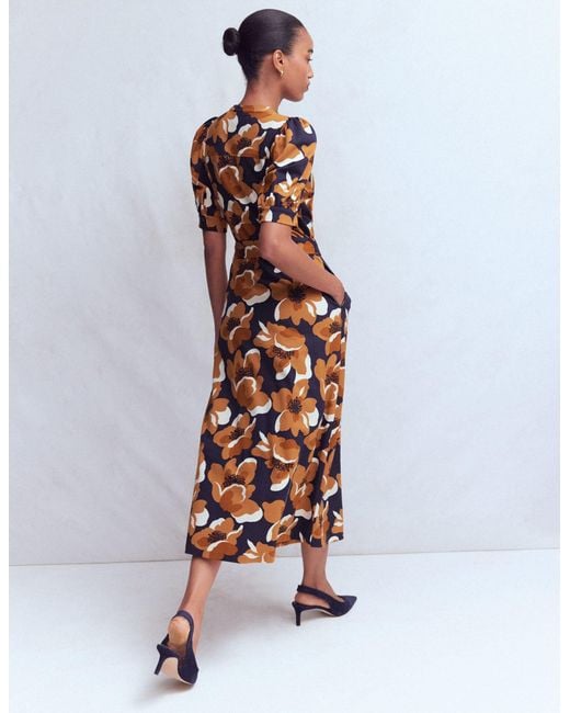 Boden Blue Puff Sleeve Ponte Shirt Dress