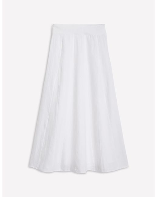 Boden White Linen Flippy Maxi Skirt