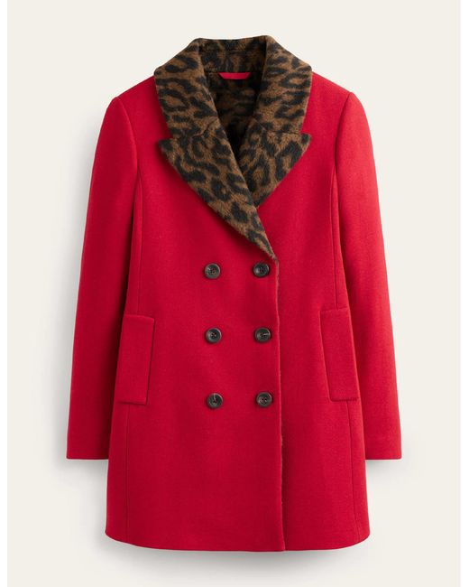 Manteau en laine à double boutonnage Boden en coloris Red