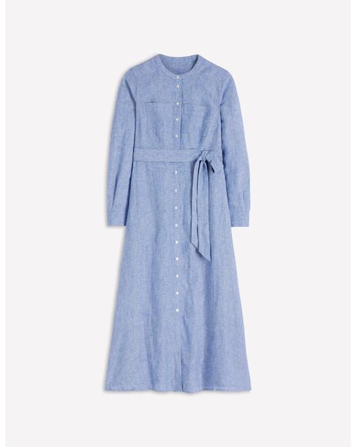 Boden Blue Mollie Linen Shirt Dress