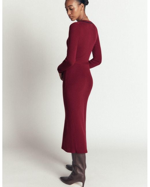 Boden Red Paula Ribbed Crew Dress
