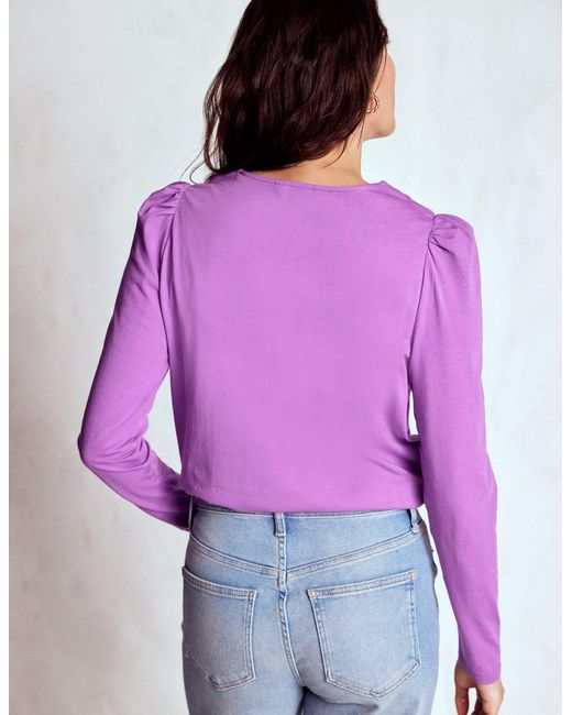 Boden Purple Flora Lace V-Neck Top