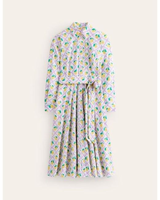 Boden White Amy Cotton Midi Shirt Dress Lavender, Lemon Grove