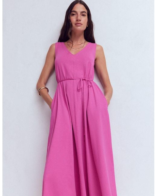 Boden Pink Mia V-Neck Jersey Midi Dress