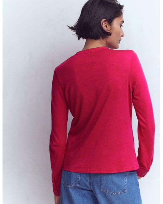 Boden Red Topstitched Pocket Shirt
