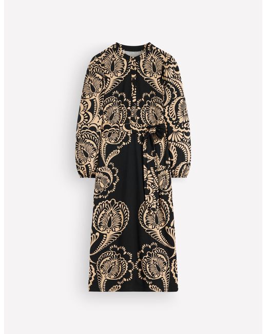 Boden Metallic Eli Belted Jersey Midi Dress