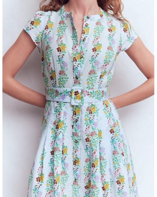 Boden Blue Arabella Linen Blend Dress