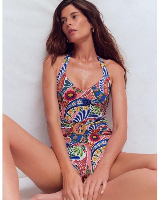 Boden Red Sorrento Hoop Sash Swimsuit