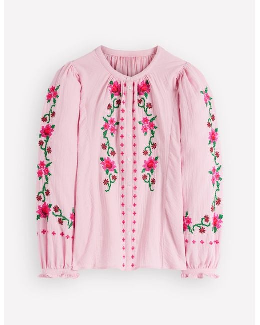Boden Green Camille Double Cloth Top