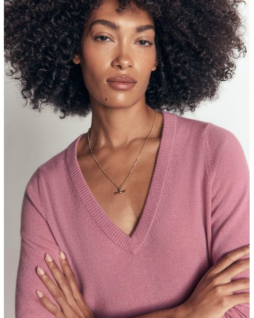 Boden Green Elsie Cashmere V Neck Jumper