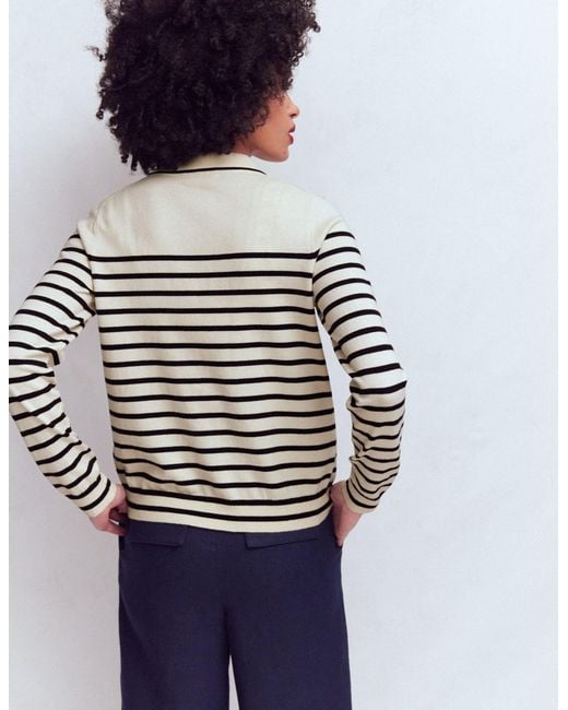 Boden White Liz Knitted Collared Cardigan
