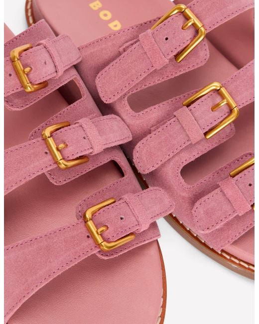 Boden Pink Triple Strap Footbed Sandal