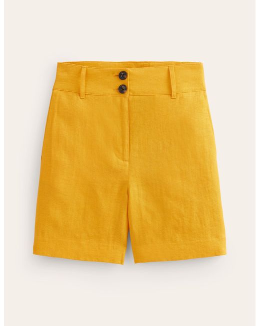 Boden Yellow Westbourne Linen Shorts