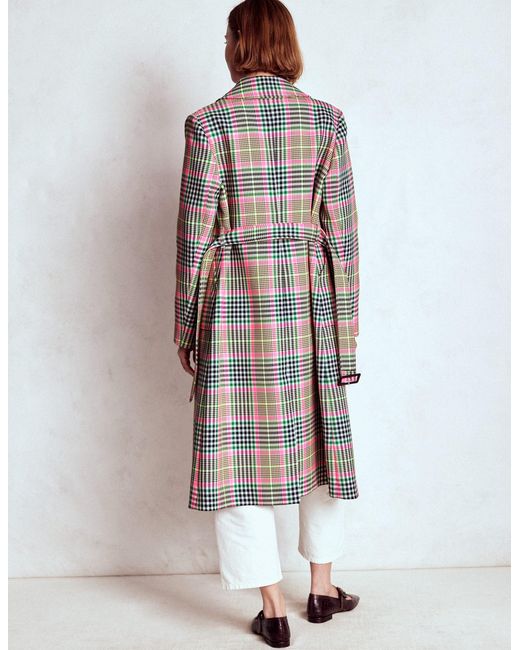 Boden Red Lancaster Belted Mac- Neon Check