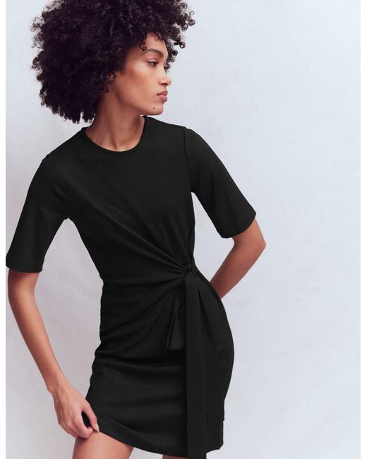 Boden Black Zinnia Tie Jersey Short Dress