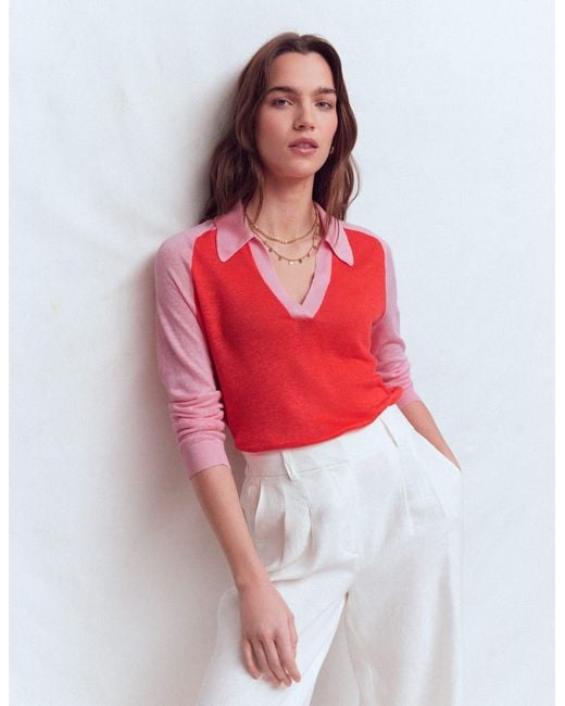 Boden Agnes Collared Linen Jumper