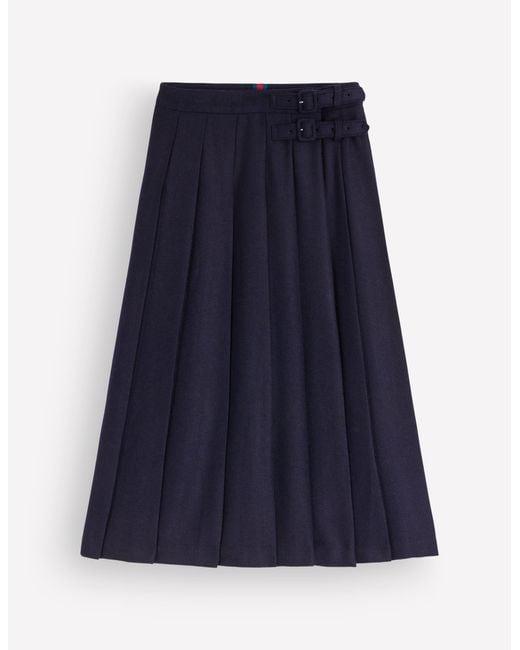 Boden Blue Pleated Midi Kilt