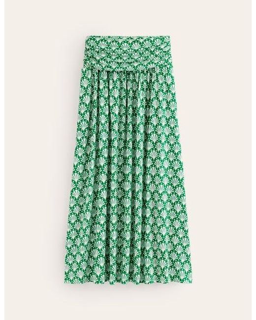 Boden Rosaline Jersey Skirt Green Tambourine, Shells
