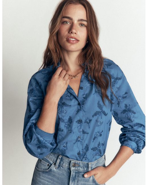 Boden Blue Erica Cotton Frill Top