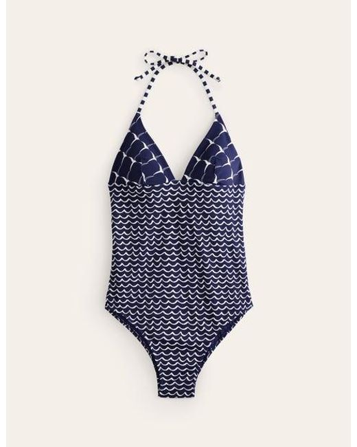 Boden Blue Symi String Swimsuit Surf The Web, Gardenia Swirl