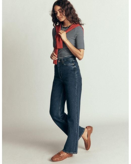 Boden Blue Ribbed Cotton T-Shirt