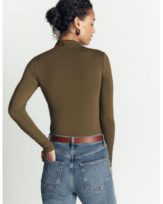 Boden Red Tia Ruched High Neck Top