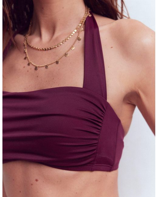 Boden Red Kythira Ruched Bikini Top