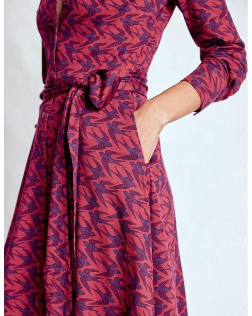 Boden Red Marcia Jersey Shirt Dress