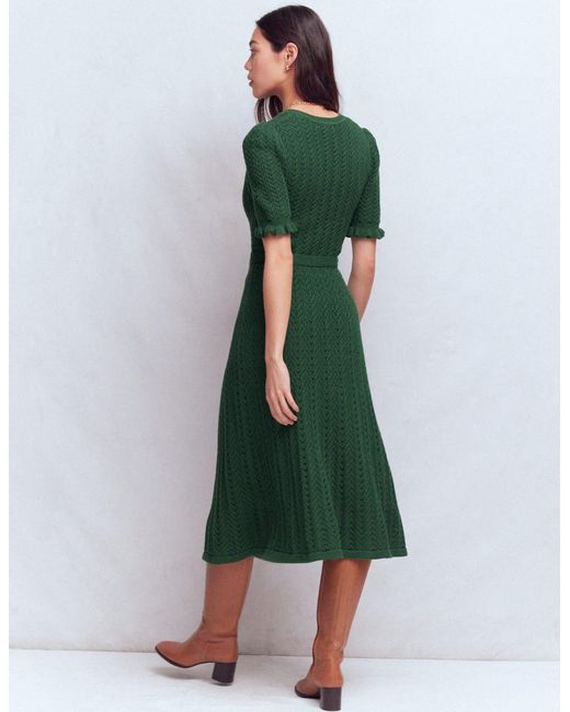 Boden Green Henley Frill Knitted Dress