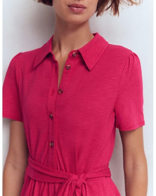 Boden Red Patti Short Jersey Shirt Dress