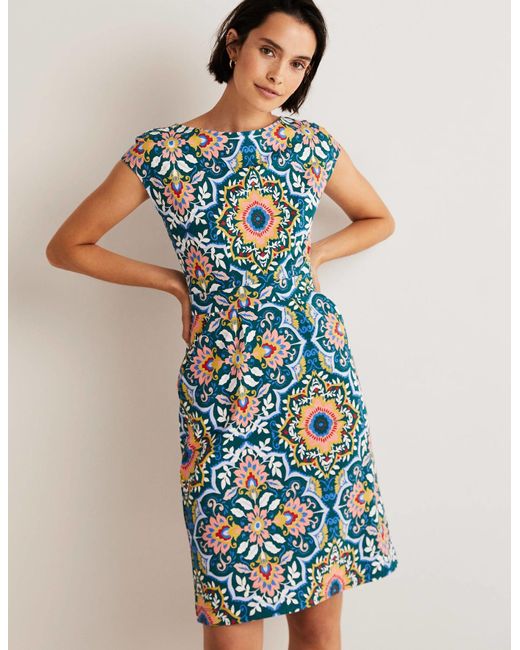 Boden Cotton Florrie Jersey Dress Chesapeake Bay, Bloomsbury in Green | Lyst
