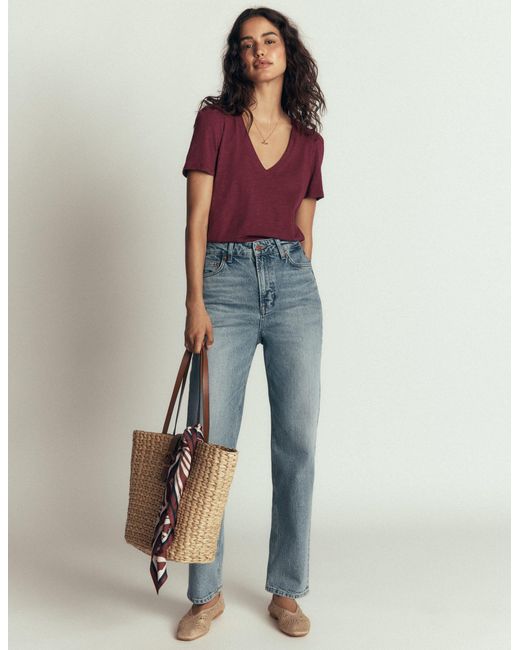 Boden Multicolor Sophie V-Neck Slub T-Shirt