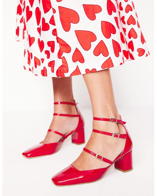 Boden Red Multi Strap Block Heel Pump
