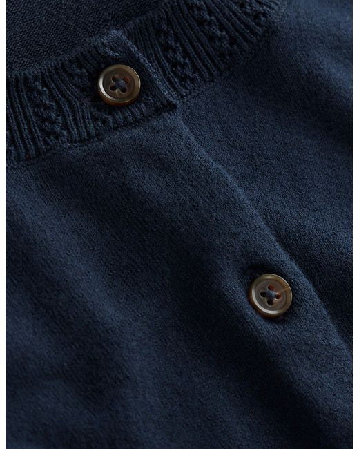 Boden Blue Emilia Cotton Crew Cardigan