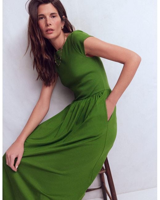 Boden Green Boat Neck Mix Dress