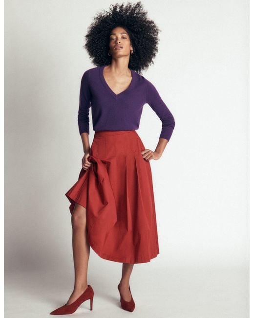 Boden Purple Elsie Cashmere V Neck Jumper