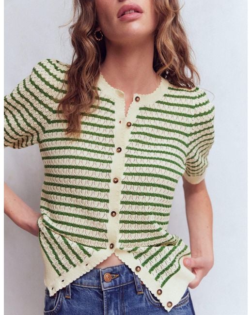 Boden Green Dot Pointelle Cardigan