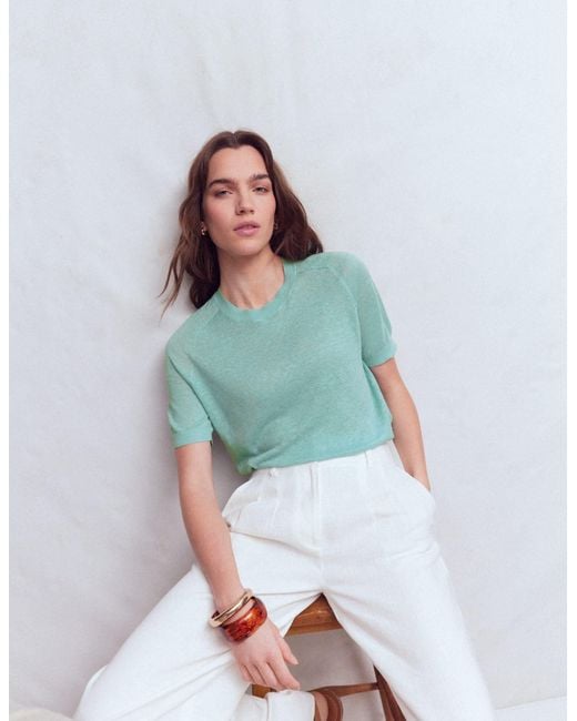 Boden Green Agnes Linen Button T-Shirt