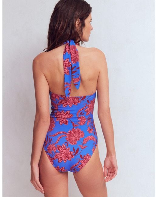 Boden Blue Kythira Ruched Swimsuit