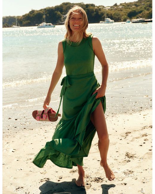 Boden Green Mila Trim Tiered Jersey Dress