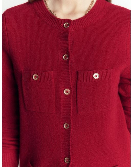 Boden Red Marianne Merino Wool Cardigan