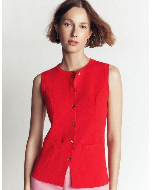 Boden Red Crew Milano Knit Waistcoat